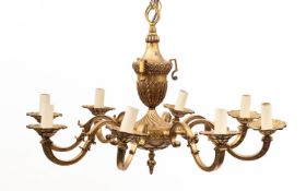 A gilt metal eight light chandelier in F