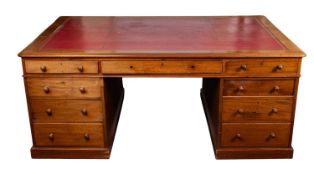 A Victorian mahogany twin pedestal partn