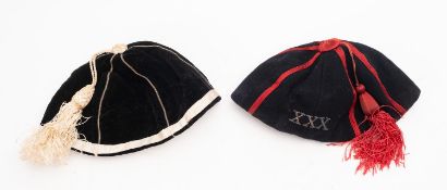 An early 20th Century velvet rugby cap,