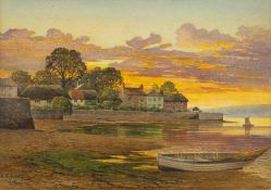 Samuel Edward Kelly (British, 1862-1935) - A small village with harbour,