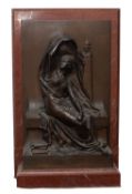 Henri Michel Antoine Chapu (French, 1833-1891), a patinaed bronze and marble mounted relief