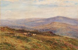 Arthur Henry Enock (British, 1839-1917) - A farm cart on a Moorland track (indistinctly titled '...