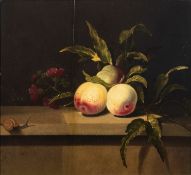Hans Bollongier (Dutch, 1600-1645) - Still life study with peaches, pink blossoms,