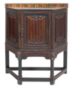 A painted wood credence cupboard, loosely in 17th century style,