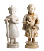 Two Indian carved marble figures,