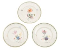 Eight Royal Copenhagen Fiesta pattern plates comprising five 25cm plates and three 21.