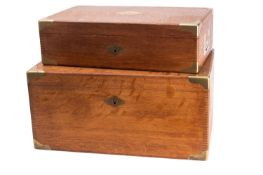 Two similar Napoleon III oak and brass bound strong boxes, by Maison Touron, Paris,
