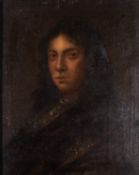 18th Century school in the manner of Godfrey Kneller - Portrait of a gentleman with long dark hair