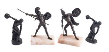 Two similar Italian Grand Tour souvenir bronze models of the Townley Discobolos,