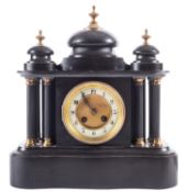 Japy Frères a substantial French black marble late-Victorian mantel clock the eight-day duration