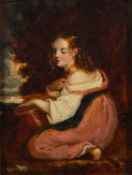 18th Century school - Study of a girl in a pink dress,