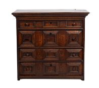 A William & Mary oak chest of drawers,