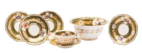 A mixed lot of English ceramics including: an H&R Daniel porcelain slop bowl in the Second Gadroon