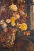 D Skoyles (Late 19th / early 20th Century) - Still life flowers in a basket - Oil on canvas -