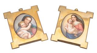 A pair of small Continental oval porcelain plaques in the Berlin style,