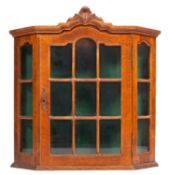 An oak and glazed wall-hanging display cabinet in George III taste,