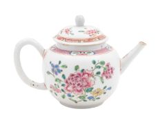 A Chinese famille rose teapot and cover, Qianlong and a Japanese Imari lobed dish,