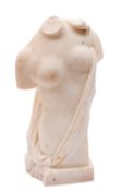 A sculpted white marble model of a torso, in Antique manner,