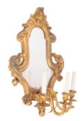 A gilt bronze framed three-light girandole in Louis XV taste,