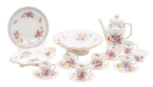 A Royal Crown Derby coffee service enamelled in the Derby Posies pattern comprising a coffee pot