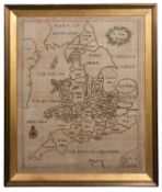 A Victorian embroidered map sampler, mid 19th century; 'A Map of England',