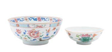 A Chinese famille rose bowl and a smaller bowl,