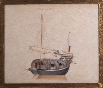 Chinese School 19th century titled 'A Chop or Cargo Boat' gouache on paper,
