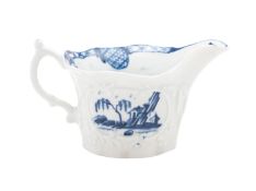 An early First Period Worcester blue and white hexagonal creamboat,