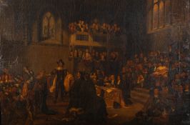 S R Curtis after William Henry Fisk - A copy of 'The trial of King Charles I' - Oil on canvas -