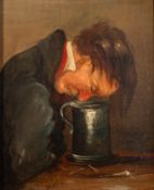 J Northcote (?) (19th Century school) - Study of a drunk peering into a tankard,