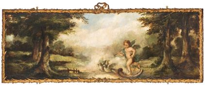 Louis Silas (19th / 20th Century) - Cupid standing on a cornucopia,