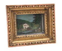 An Austro-Hungarian painted wax souvenir diorama with thermometer,