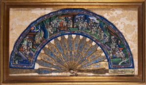 A Chinese Export gilt-metal and paper 'One Hundred Boys' fan,