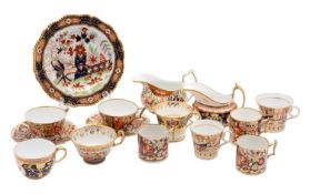A collection of early 19th century English 'Imari' tea and coffee wares, Flight,