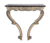 A carved and painted wood console table, in Rococo taste,