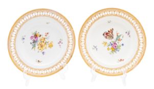 A set of five Meissen plates,