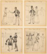 John Phillips Stafford (British, 1851-1899) - A set of four humorous cartoon drawings,