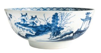A First Period Worcester blue and white bowl,