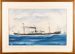 F Corpuz (20th Century) - 'S.S. Rockcliffe' outside Antwerp