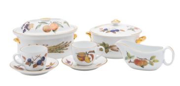 A Royal Worcester Evesham pattern part service comprising: six cups, six saucers,
