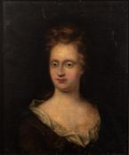 Circle of Sir Godfrey Kneller - Portrait of a lady in brown dress - Oil on canvas - Unsigned -