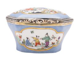 A rare Meissen blue-ground chinoiserie snuff box, 18th century