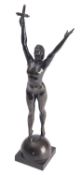 After Émile Oscar Guillaume (French, 1867-1954), 'La Délivrance', a patinated bronze