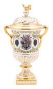 A Coalport limited edition Sir Winston Churchill vase and cover painted with a panel depicting