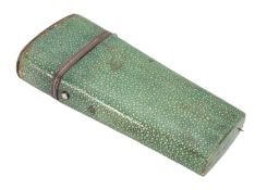 A George III shagreen and white metal mounted draughtsman's instrument case, early 19th century,