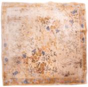 A Chinese superwashed carpet, the ivory field with an all over design of bamboo and floral foliage,