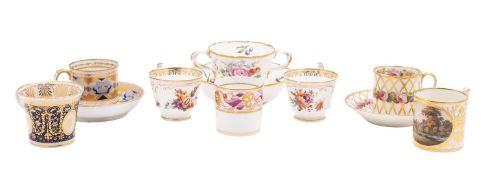 A mixed lot of English coffee cans and cups,
