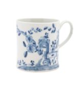 An early First Period Worcester blue and white small mug or coffee can,
