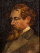 19th Century / early 20th Century - A study of Charles Dickens - Oil on board - Unsigned - 21 x