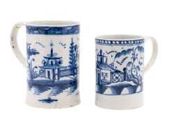 A group of five pieces of English blue and white pearlware,